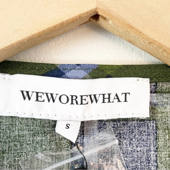 WeWoreWhat Puff Sleeve Plaid Oversized Collared Blouse NWT Academia - Picture 9 of 12